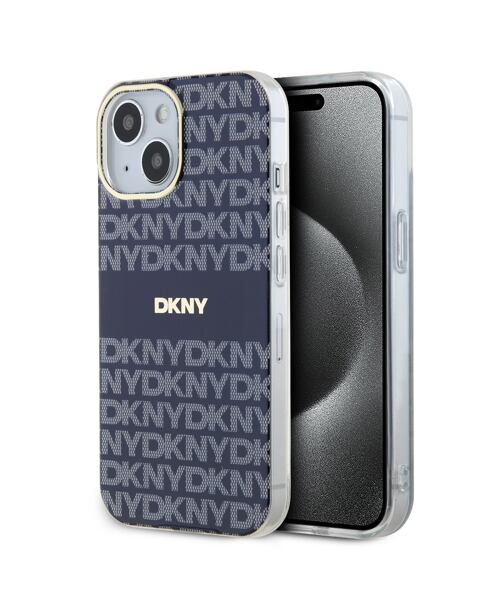 DKNY PC/TPU Repeat Pattern Tonal Stripe Magsafe Zadní Kryt pro iPhone 15 Blue