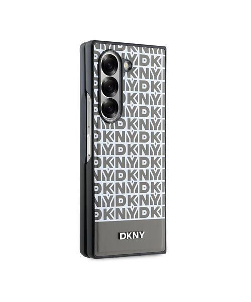 DKNY PU Leather Repeat Pattern Bottom Stripe MagSafe Zadní Kryt pro Samsung Galaxy Z Fold 6 Brown