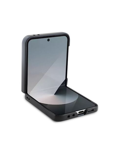 DKNY PU Leather Checkered Pattern and Stripe Zadní Kryt pro Samsung Galaxy Z Flip 6/7 FE Black