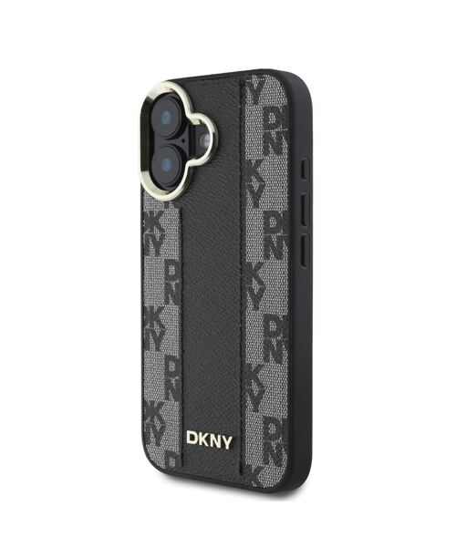 DKNY PU Leather Checkered Pattern Magsafe Zadní Kryt pro iPhone 16 Plus Black