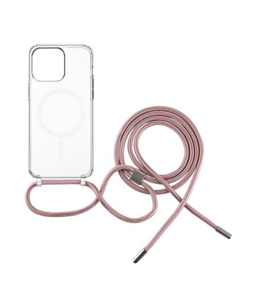 Pouzdro FIXED MagPure Neck s růžovou šňůrkou na krk pro Apple iPhone 16 Plus