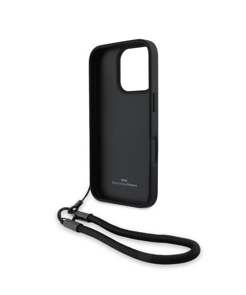BMW Leather Signature and Strap Zadní Kryt pro iPhone 16 Pro Black