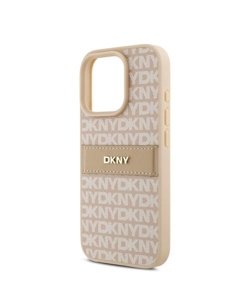 DKNY PU Leather Repeat Pattern Tonal Stripe Zadní Kryt pro iPhone 16 Pro Max Pink