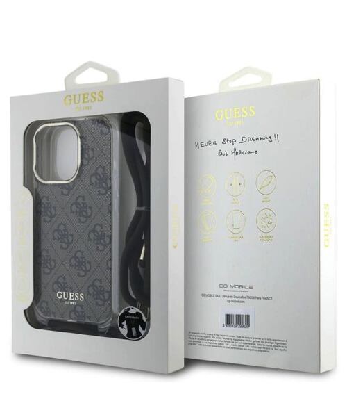 Guess IML 4G Printed Crossbody Popruh Zadní Kryt pro iPhone 16 Pro Max Brown