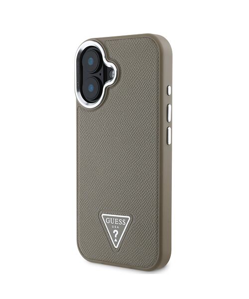 Guess PU Grained Triangle Logo MagSafe Zadní Kryt pro iPhone 16 Brown