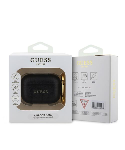 Guess PU Grained Classic Logo Pouzdro pro AirPods 3 Black