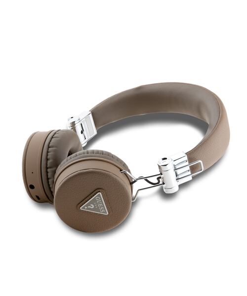 Guess PU Grained Triangle Logo ENC Bezdrátová Sluchátka Brown
