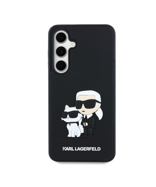 Karl Lagerfeld 3D Rubber Karl and Choupette Zadní Kryt pro Samsung Galaxy S24 FE Black
