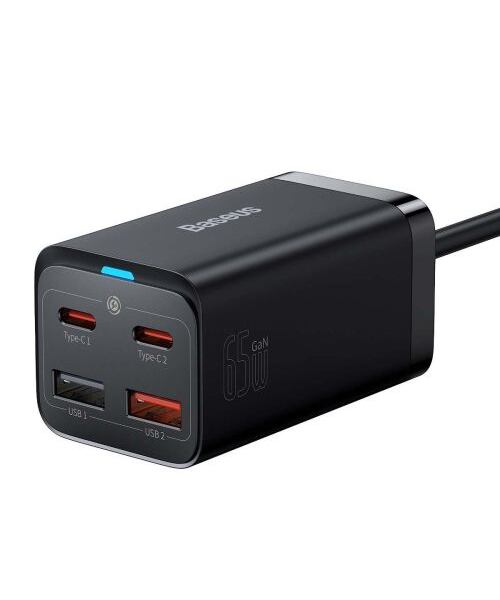 Baseus rychlonabíječka do sítě GaN3 Pro, 2x USB-C, 2x USB 65W černá