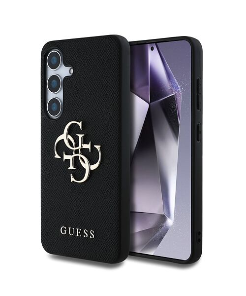 Guess PU Grained 4G Metal Logo Zadní Kryt pro Samsung Galaxy S25 Black