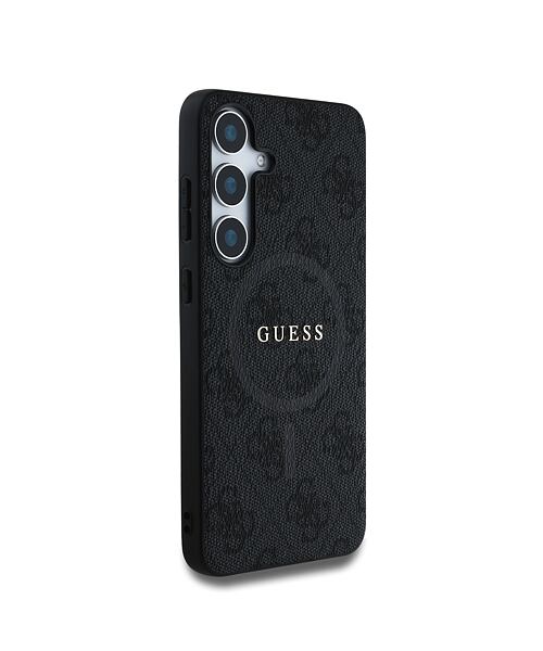 Guess PU Leather 4G Colored Ring MagSafe Zadní Kryt pro Samsung Galaxy S25 Black