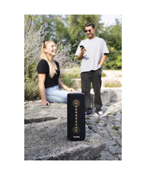Hama Pipe 3.0, Bluetooth reproduktor, vodě odolný podle IPX5, 24 W, 10 světelných, režimů, černý