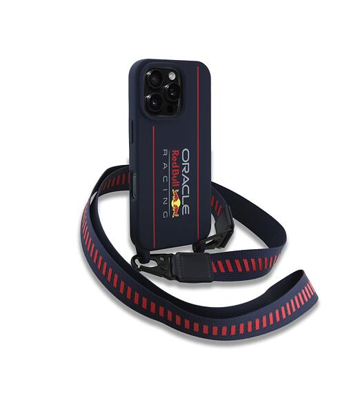 Red Bull Silicone Vertical Logo MagSafe Zadní Kryt + Crossbody Popruh pro iPhone 16 Pro Max Navy