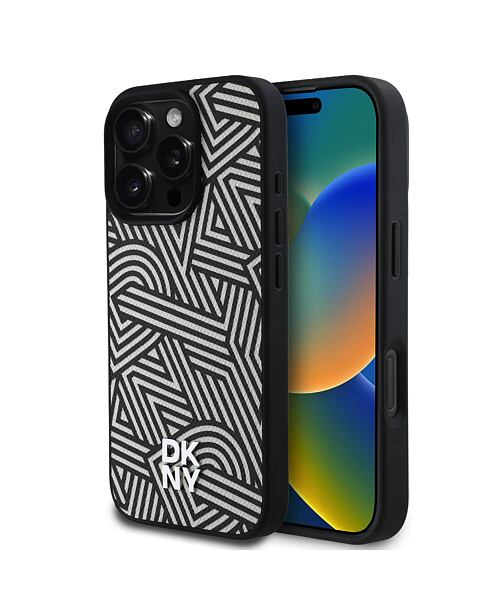 DKNY PU Leather Crosswalk Pattern Magsafe Zadní Kryt pro iPhone 16 Pro Max Ivory