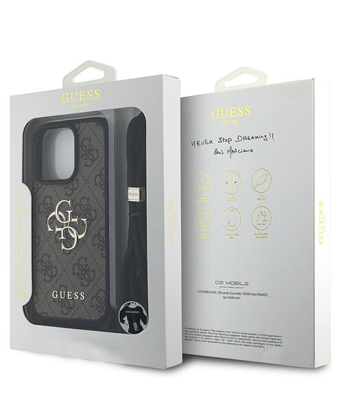 Guess PU 4G Metal Logo Crossbody Popruh Zadní Kryt pro iPhone 15 Pro Max Brown