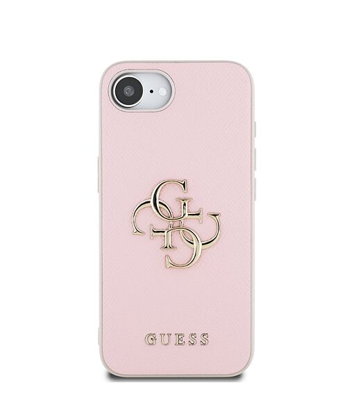 Guess PU Grained 4G Metal Logo Zadní Kryt pro iPhone 16e Pink