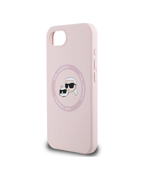 Karl Lagerfeld Liquid Silicone K&CH Heads MagSafe Zadní Kryt pro iPhone 16e Pink