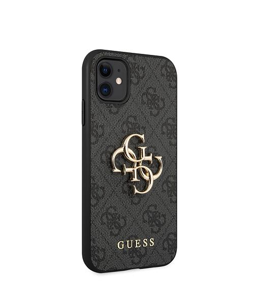 Guess PU 4G Metal Logo Zadní Kryt pro iPhone 11 Grey
