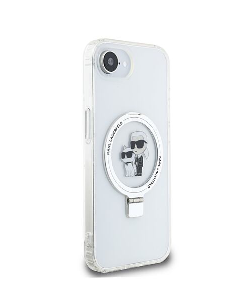 Karl Lagerfeld Ringstand Karl and Choupette MagSafe Zadní Kryt pro iPhone 16e White