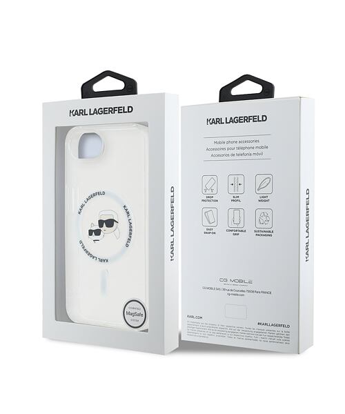 Karl Lagerfeld IML K&CH Heads Metal Frame MagSafe Zadní Kryt pro iPhone 16e Transparent