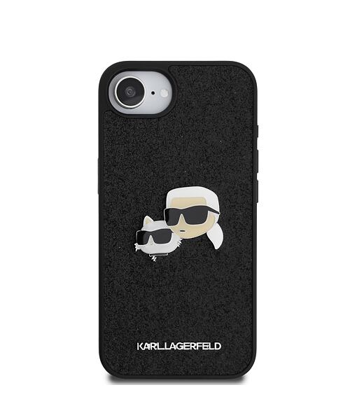 Karl Lagerfeld Fixed Glitter Metal K&CH Zadní Kryt pro iPhone 16e Black