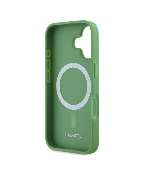 Lacoste Iconic Petit Pique Woven Logo MagSafe Zadní Kryt pro iPhone 16 Plus Green