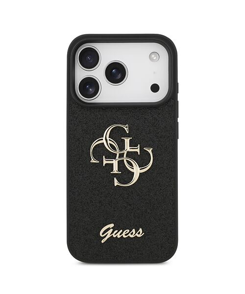 Guess PU Fixed Glitter 4G Metal Logo Zadní Kryt pro iPhone 17 Pro Black