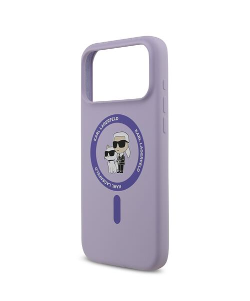Karl Lagerfeld Liquid Silicone Karl and Choupette MagSafe Zadní Kryt pro iPhone 17 Pro Max Purple