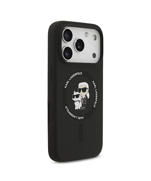 Karl Lagerfeld Liquid Silicone Karl and Choupette MagSafe Zadní Kryt pro iPhone 17 Pro Black