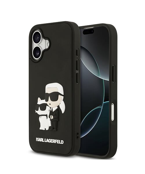 Karl Lagerfeld 3D Rubber Karl and Choupette Zadní Kryt pro iPhone 17 Black