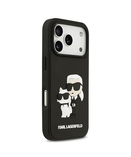 Karl Lagerfeld 3D Rubber Karl and Choupette Zadní Kryt pro iPhone 17 Pro Black