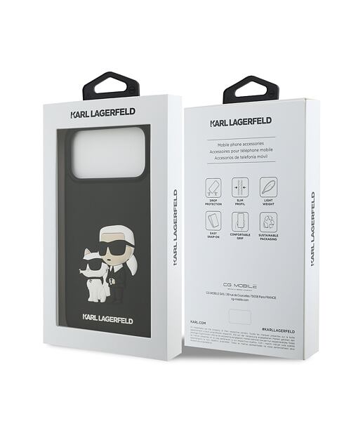 Karl Lagerfeld 3D Rubber Karl and Choupette Zadní Kryt pro iPhone 17 Pro Max Black