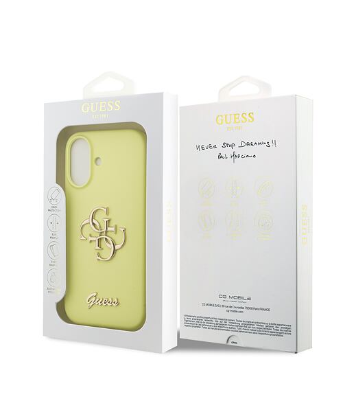 Guess Liquid Silicone 4G Metal Logo Zadní Kryt pro iPhone 17 Yellow