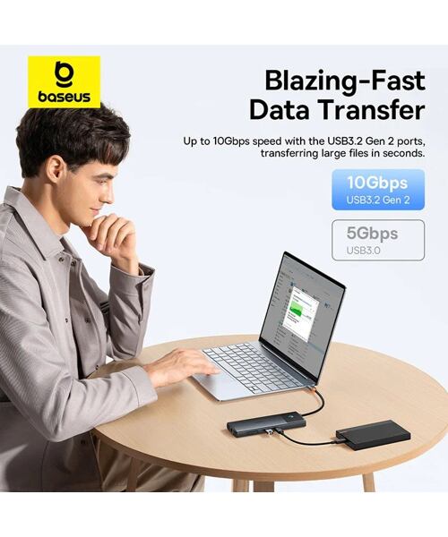 Baseus Metal Gleam II Series 10v1 USB-C HUB Dokovací Stanice Cosmic Black