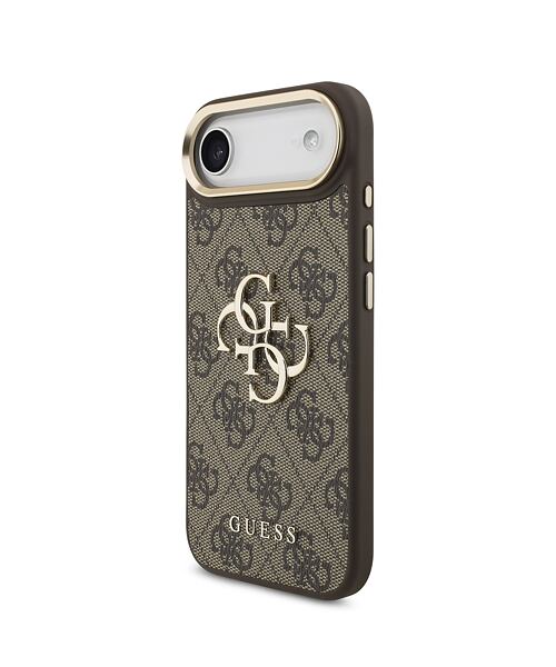 Guess PU Leather 4G Metal Logo Gold Frame Zadní Kryt pro iPhone Air Brown