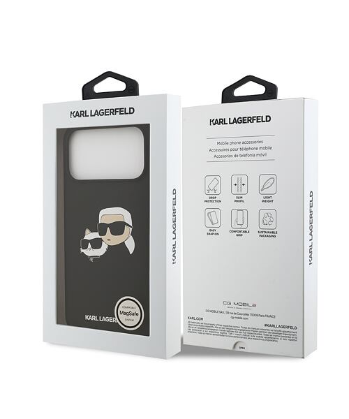 Karl Lagerfeld Liquid Silicone Double Heads MagSafe Zadní Kryt pro iPhone 17 Pro Max Black