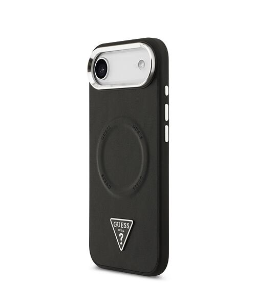 Guess PU Leather Triangle Logo MagSafe Zadní Kryt pro iPhone Air Black