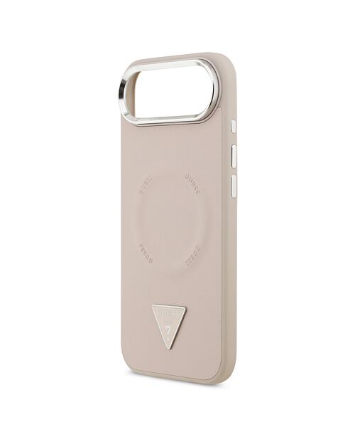Guess PU Leather Triangle Logo MagSafe Zadní Kryt pro iPhone Air Pink