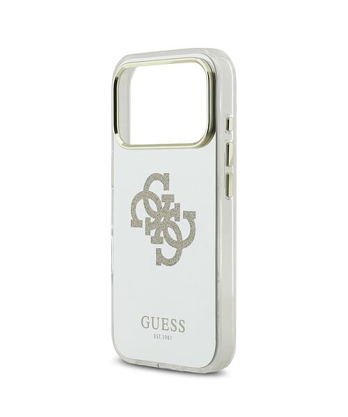 Guess PC/TPU Mirror 4G Glitter Logo MagSafe Zadní Kryt pro iPhone 17 Pro Gold