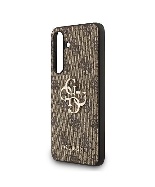 Guess PU 4G Metal Logo Zadní Kryt pro Samsung Galaxy S25 FE Brown