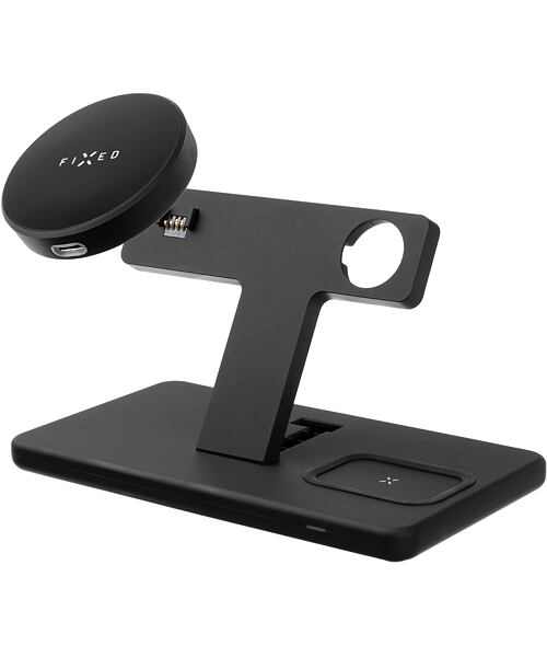 FIXED Stojánek s bezdrátovým nabíjením 3v1 MagPowerstation s podporou uchycení MagSafe 15W Black