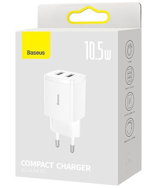 Baseus CCXJ010202 Compact Nabíječka 2xUSB 10,5W White