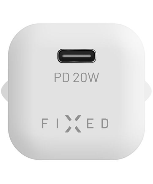 FIXED Mini Set síťové nabíječky s USB-C výstupem a USB-C/USB-C kabelu podpora PD 1m 20W White